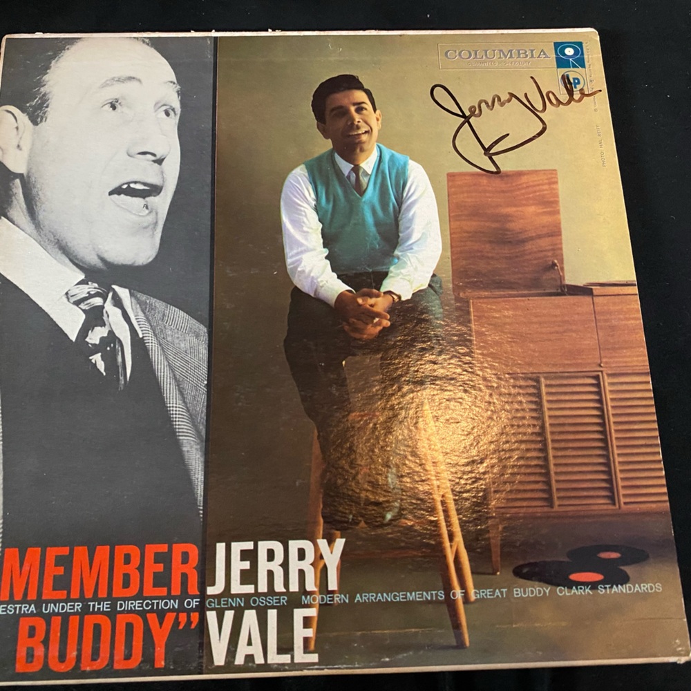 Jerry Vale 'Remember Buddy' Vintage LP Cover in Teal and White